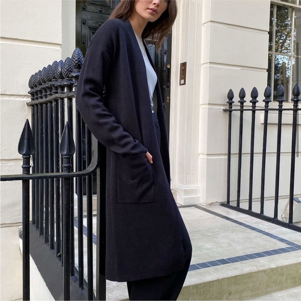 Aritzia Babaton Lance Long Line Wool Blend Cardigan Black / Grey size XXSmall - Picture 10 of 16